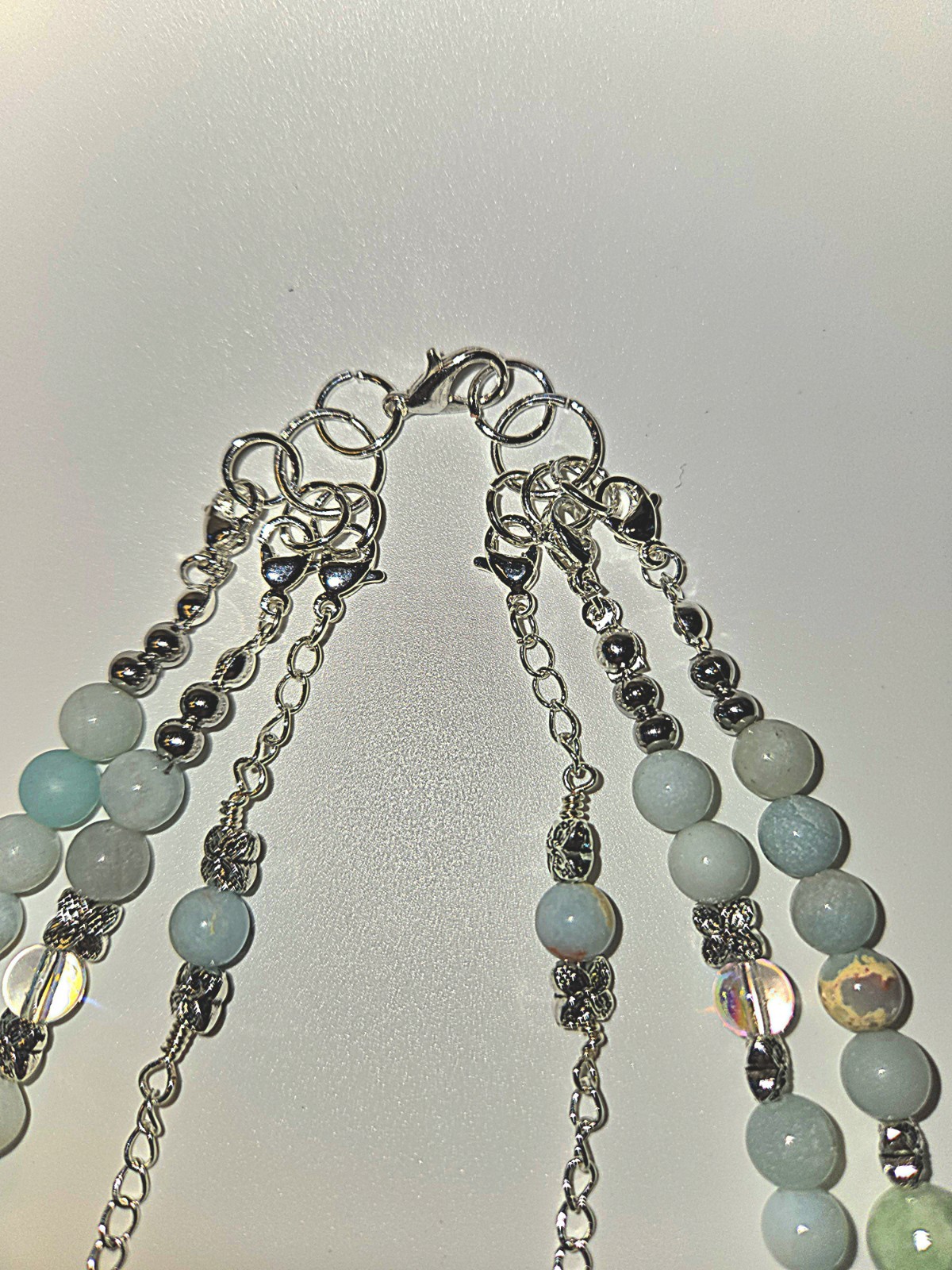 Alashan, Amazonite & Silver Tone Beaded Detachable Necklace