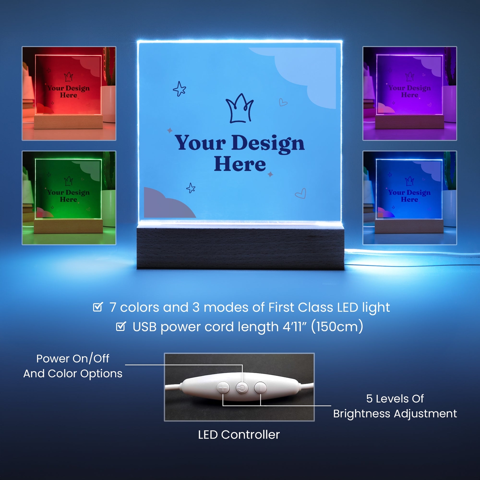 Custom night light for baby boy nursery, baby shower gift