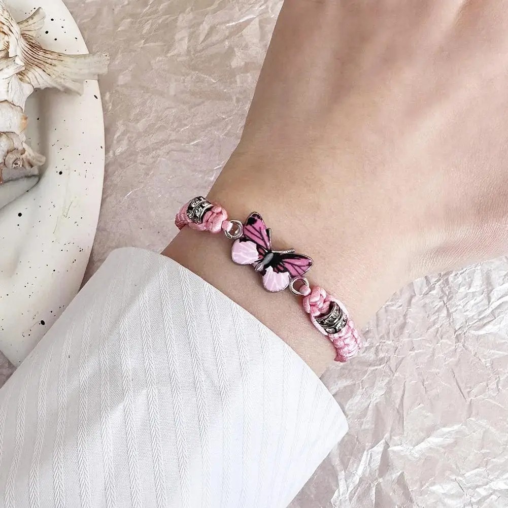 Fashion Handmade Purple Butterfly Flower Bracelet For Women Charm Sweet Animal