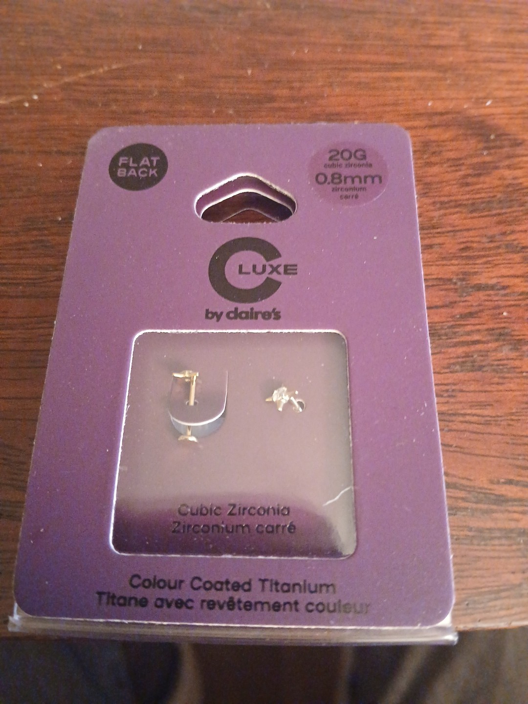 Claire’s LUXE Titanium Flat Back 20g/0.8 MM CZ Earrings Free Shipping!