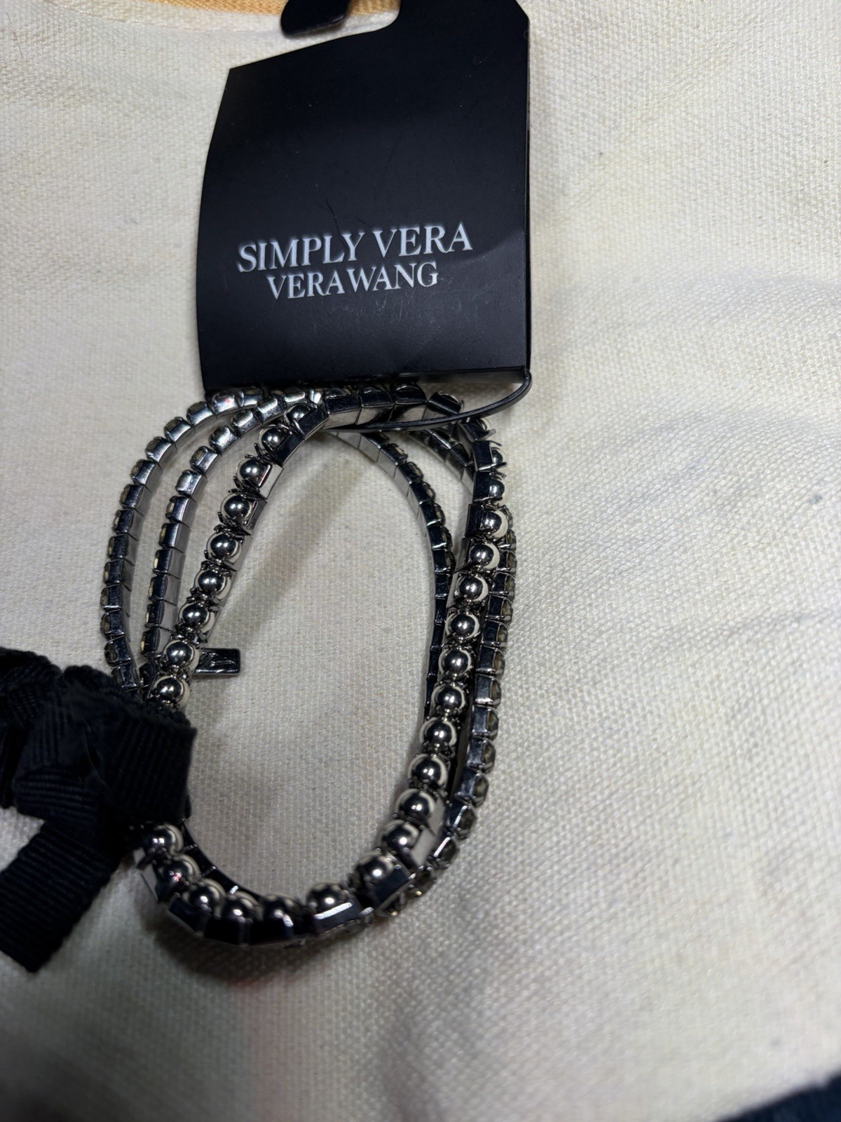 Simply Vera Wang Stretchy Silver Jeweled Bracelet Set