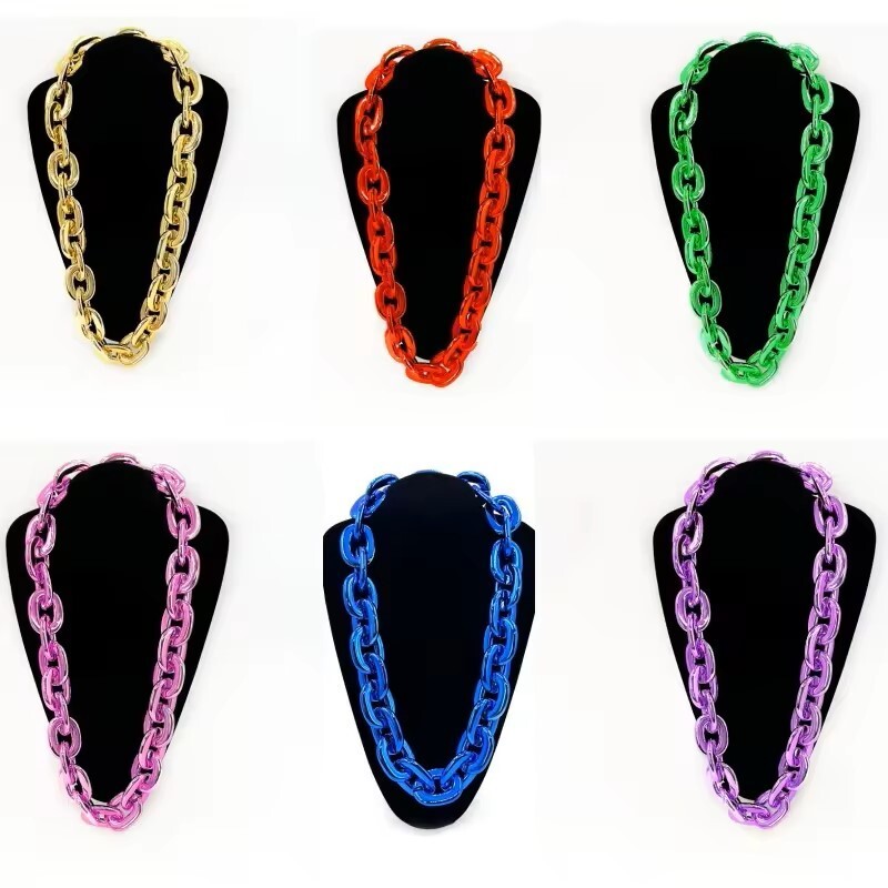 Hip Hop Large Thick Acrylic Plastic Cuban Link Chain Jewelry Necklace 32in 80cm