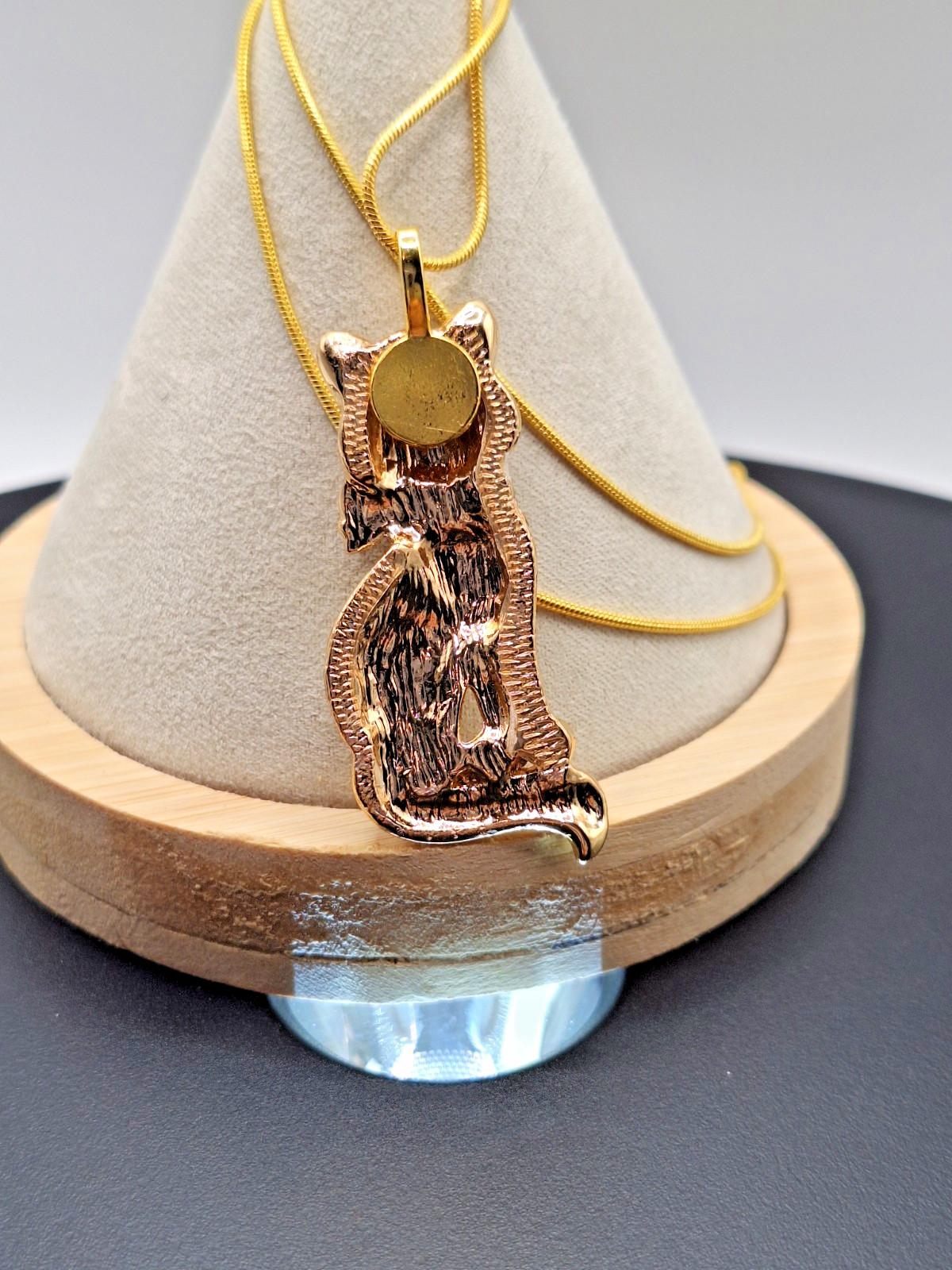 Monet Sparkly Rhinestone Cat Pendant on 18KGP Snake Chain – Refurbished
