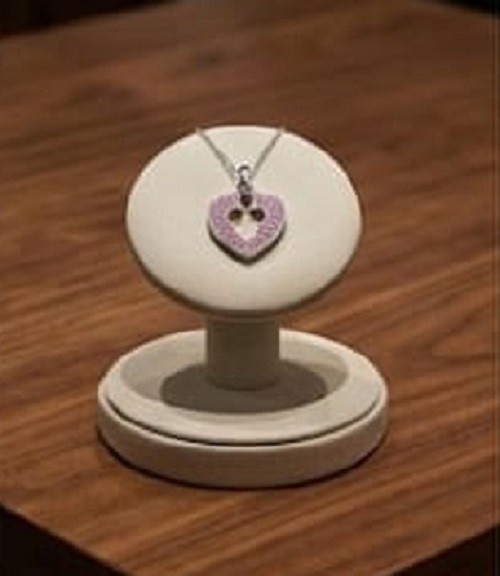 4ct Round Simulated Pink Sapphire Heart Spade Halo Pendant White Gold Plated