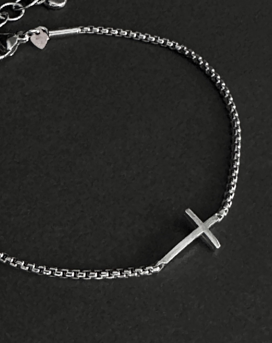 Sterling Silver Cross Bracelet Box Chain 1.8mm, adjustable