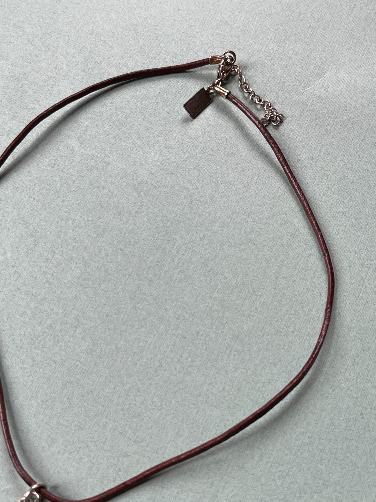 Baroni Designs Signed Brown Leather Cord w Silvertone Peace Disk & Dove Pendant