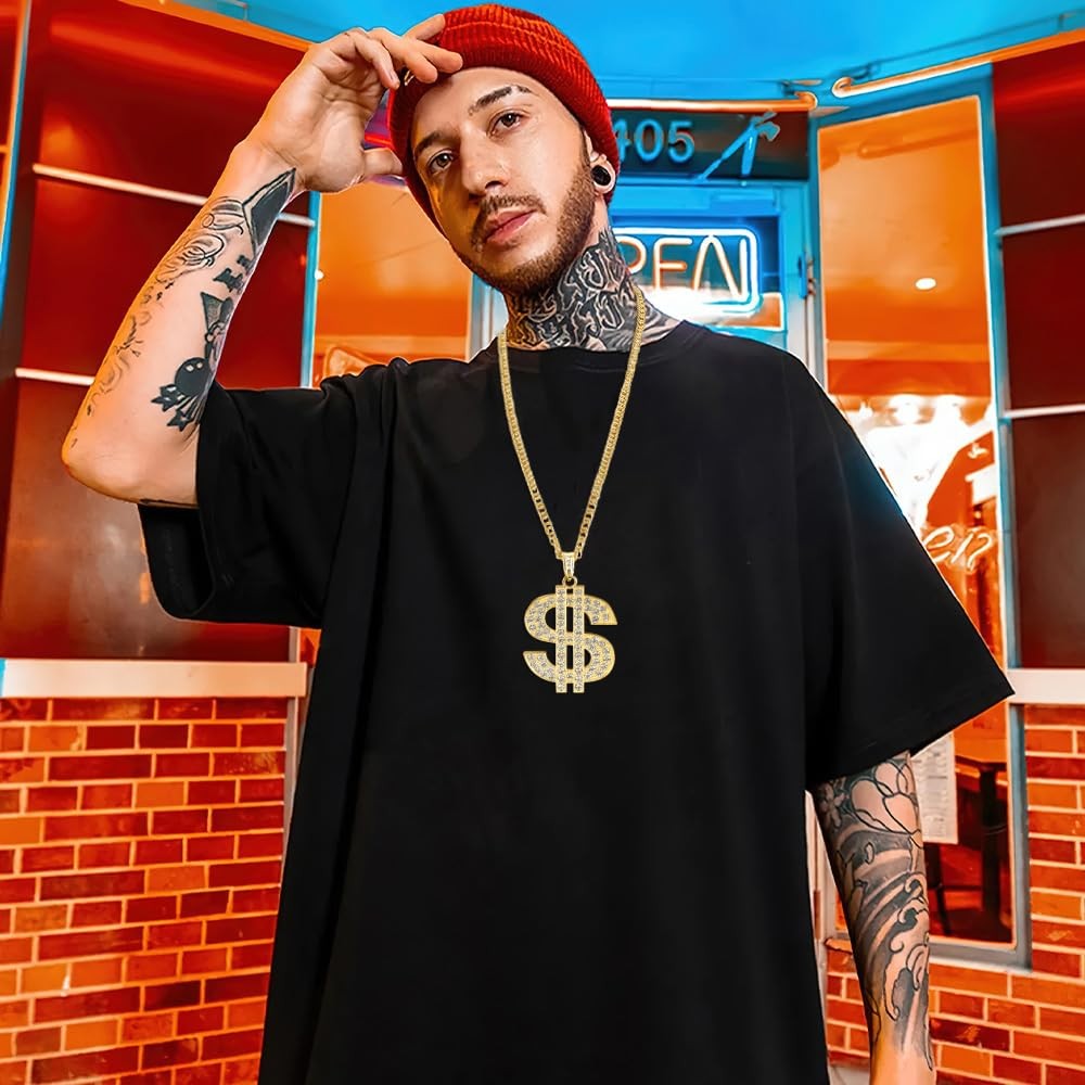 Gold Chain With Dollar Sign Pendant Necklace – Hip Hop Money