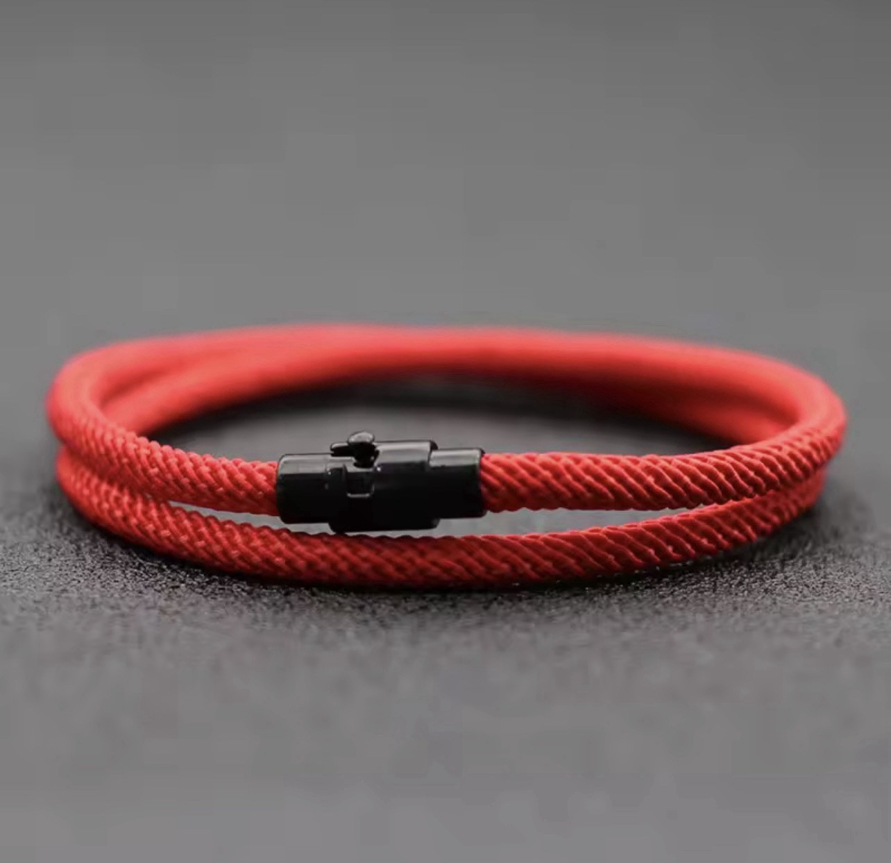 Men’s Double-Layer Survival Bracelet, Red, 4 mm / 19.5 cm