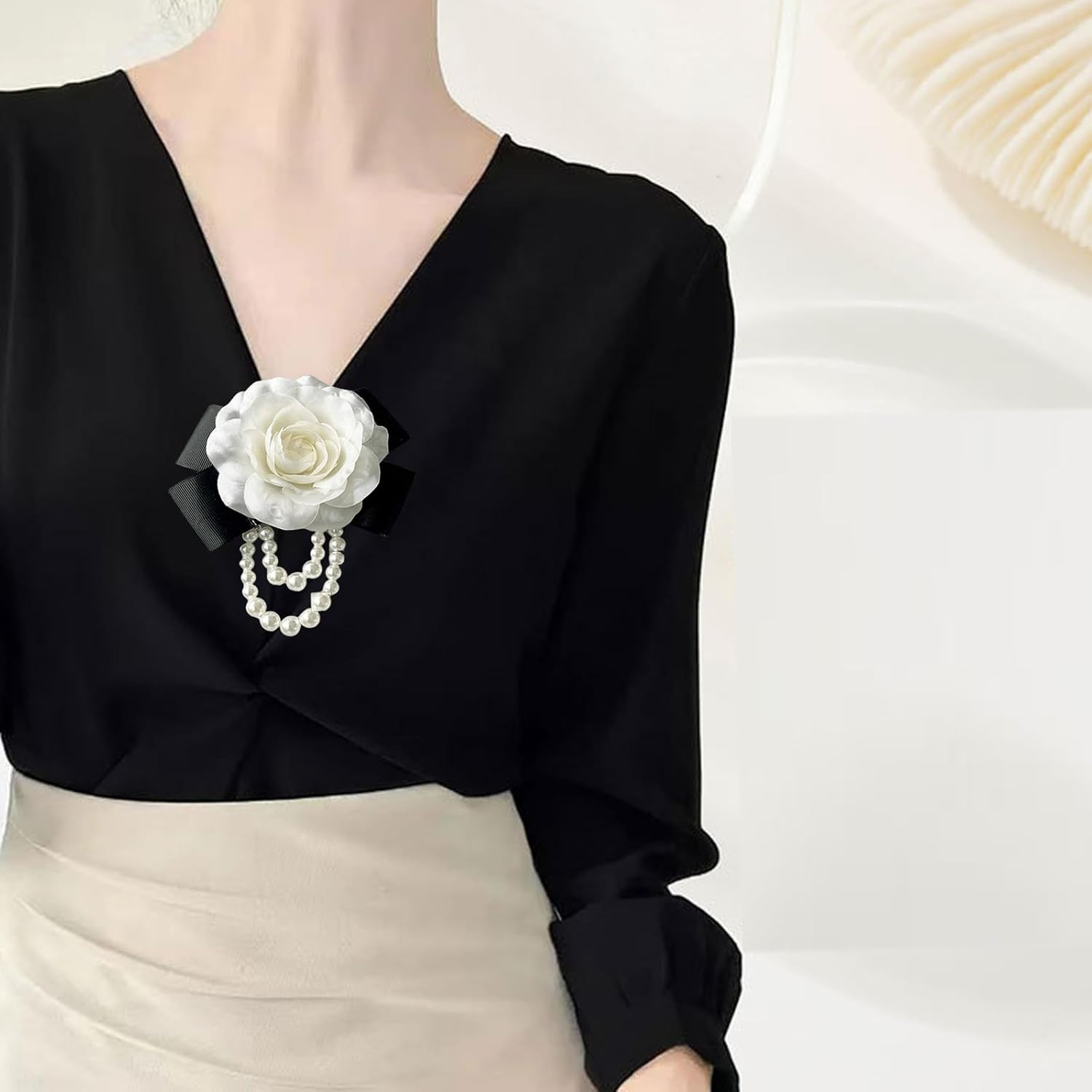 Camellia Pearl Brooches & Pins – Floral Shawl Clips & Hair Clips for Women & Gir