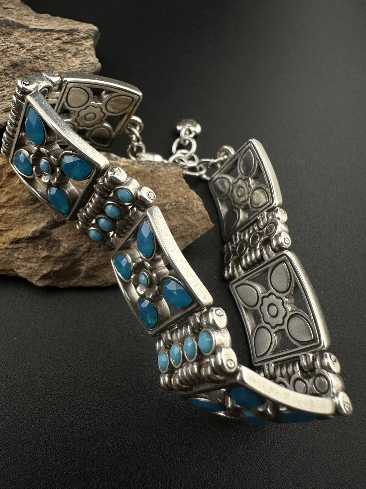 Brighton NEPAL Black Cuff Bangle, Link Bracelet, Necklace and Earrings Set