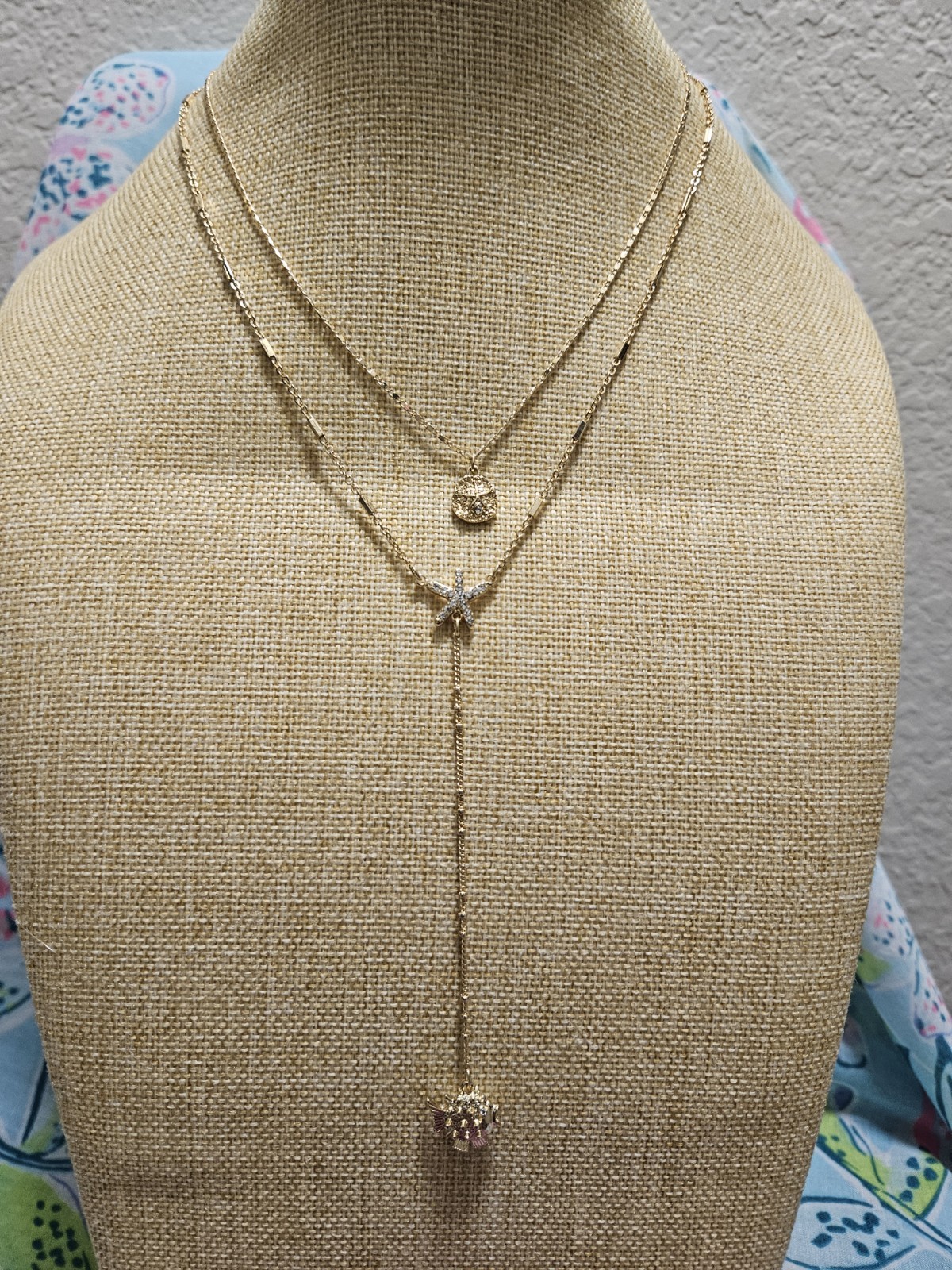 Lilly Pulitzer Gold Starfish Tiered Necklace NWT $78