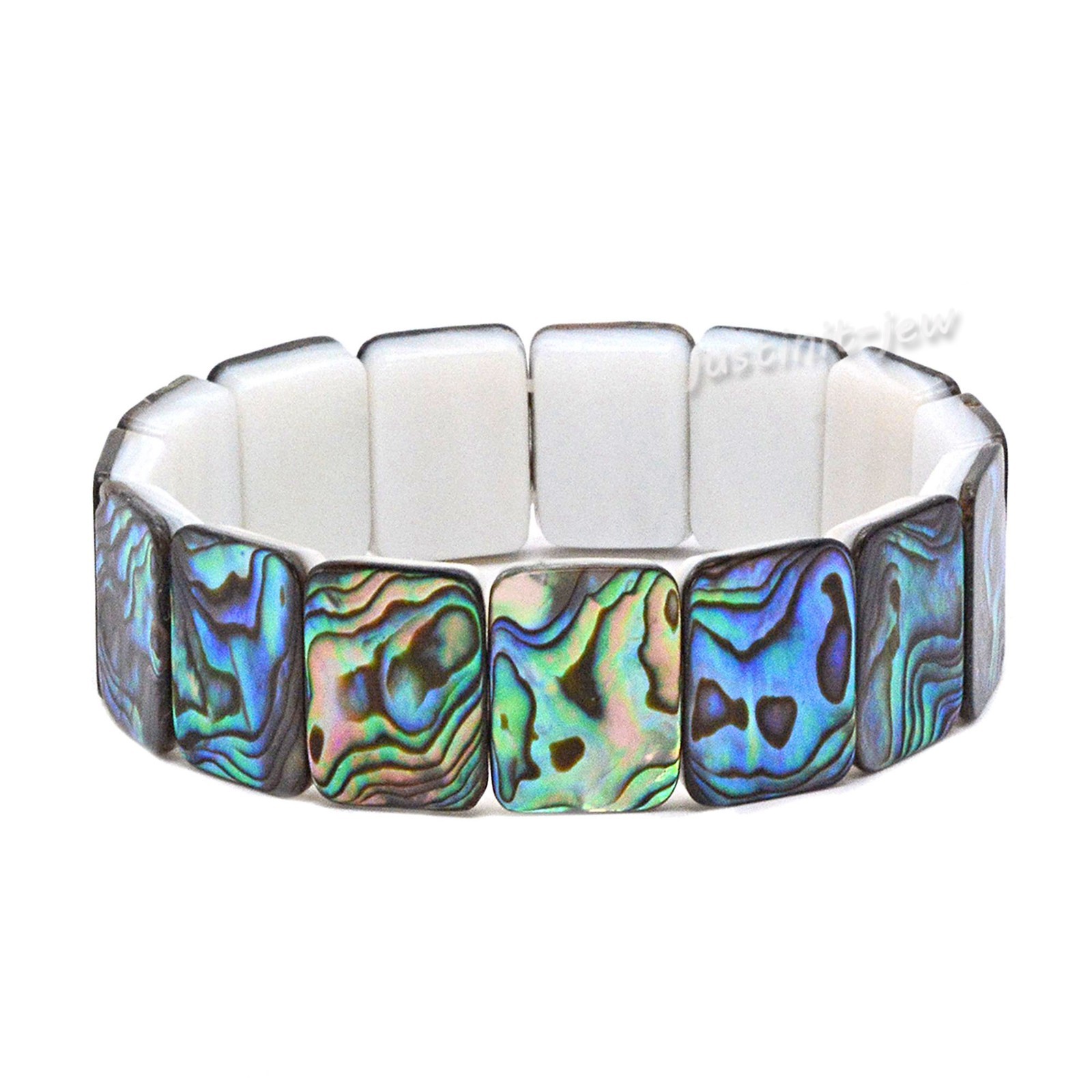 Abalone Shell Rectangle Bangle Bracelet Ocean-Inspired Jewelry Gift 7 inch