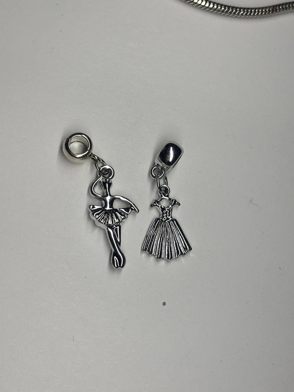 Ballerina & Dress Dangle Charms Beads for European/ Charm Style Bracelets – 2pc