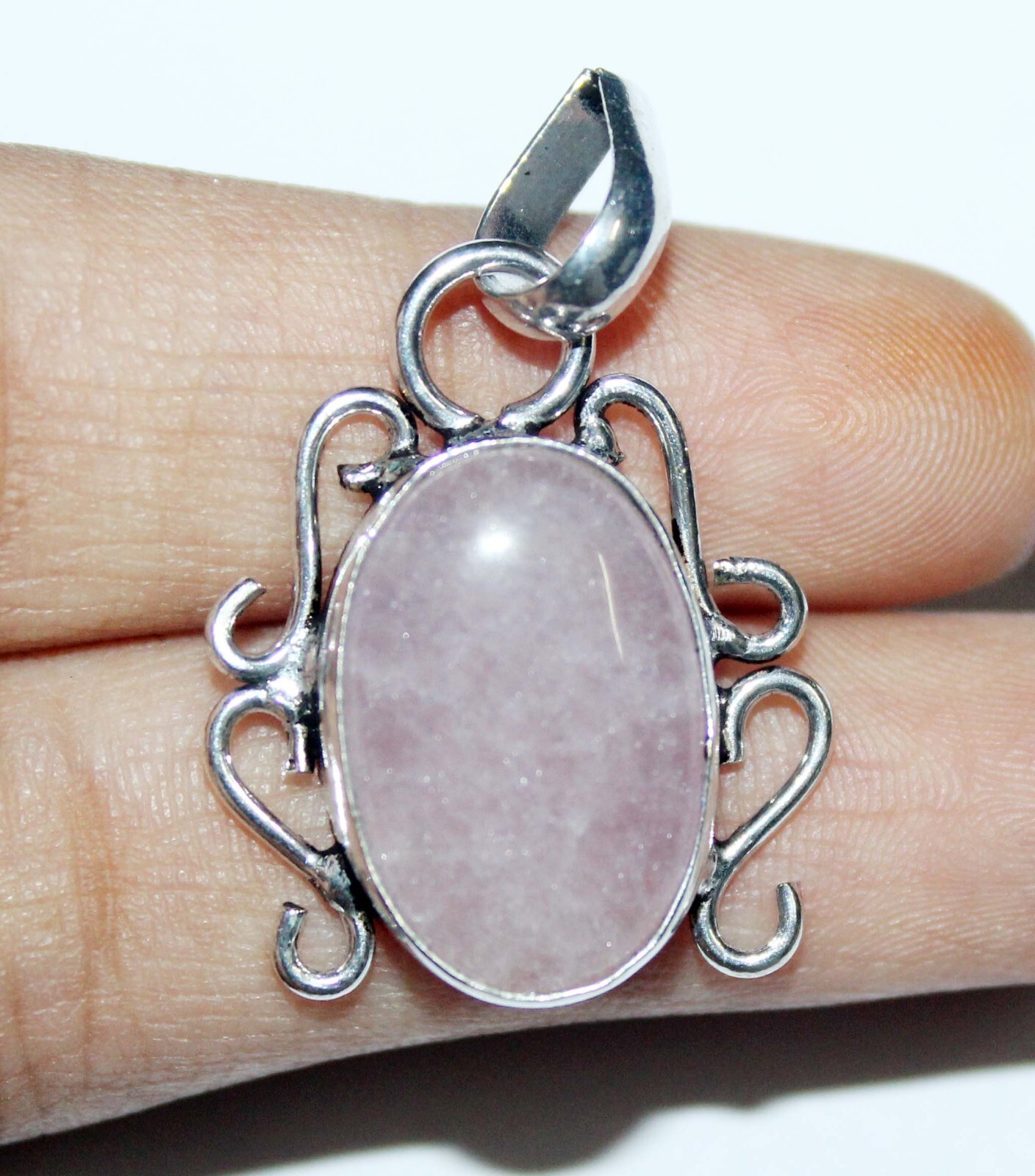 Rose Quartz Octagon Shape Gemstone Handmade Pendent Jewelry Size 1.5 Inch