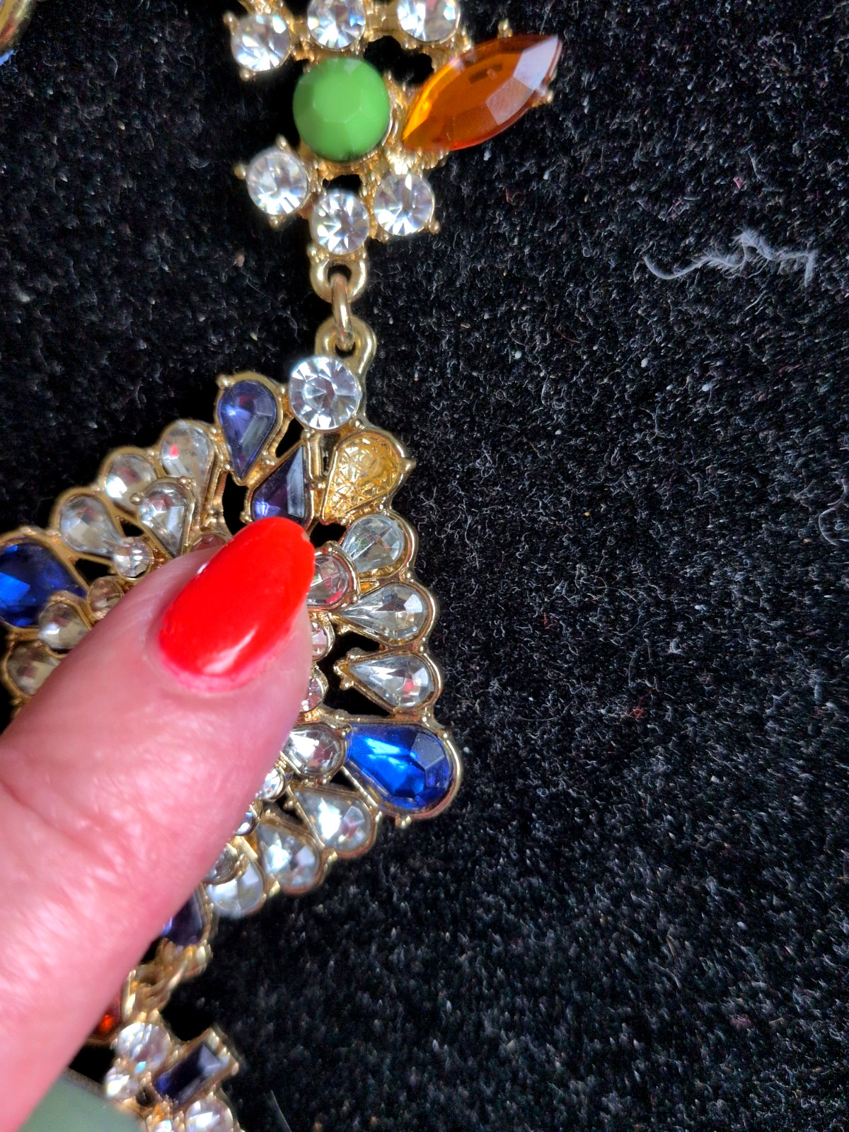 ZARA STATEMENT NECKLACE Glass Rhinestones JEWELS Gold Chain Velvet Ribbon