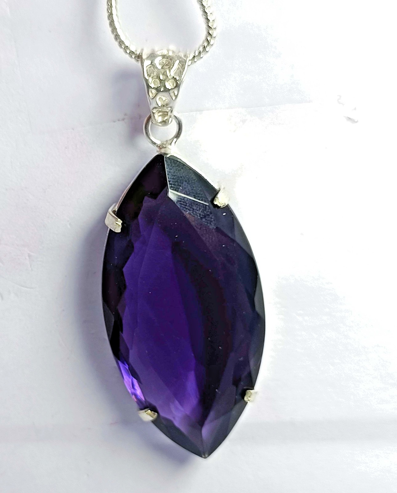 72 Ct Natural Purple Amethyst Marquise Cut EGL Pendant 925 Free Chain 6MGE