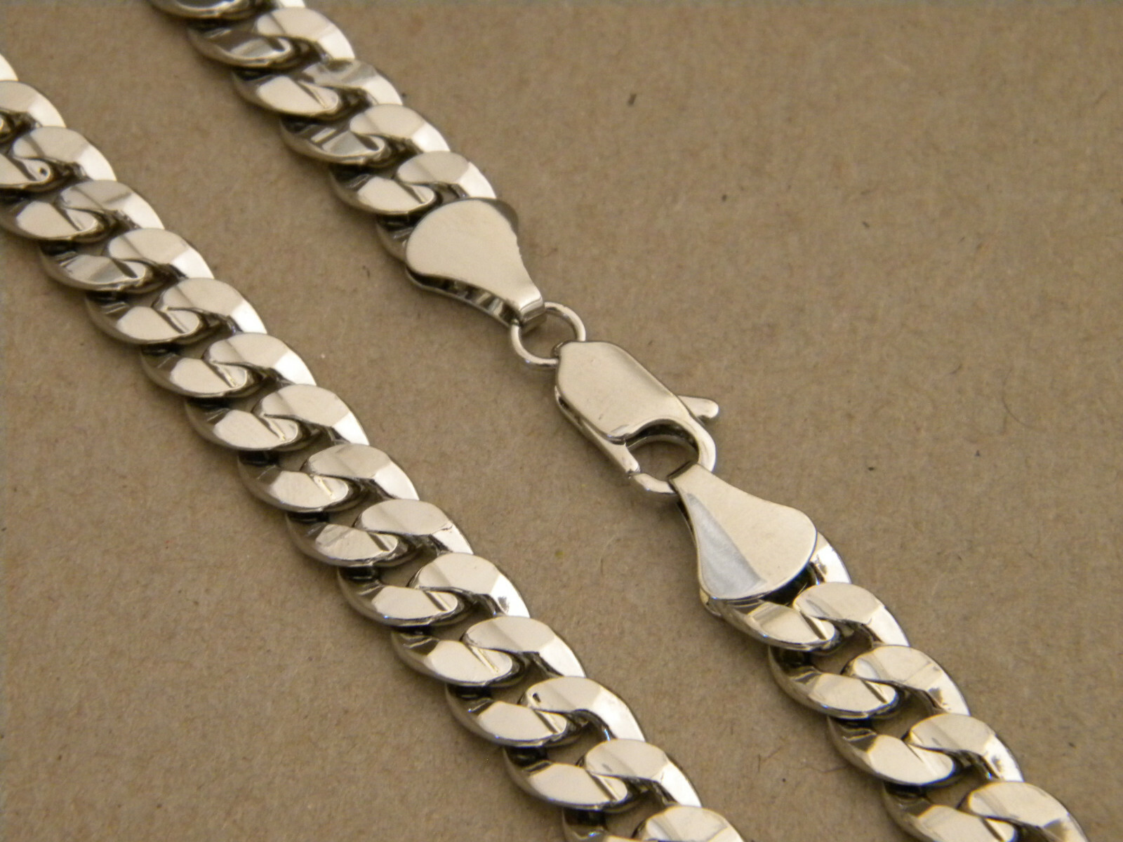 Men’s Rhodium Plated Concave Curb Cuban Necklace Chain 30in inch long 10mm Wide