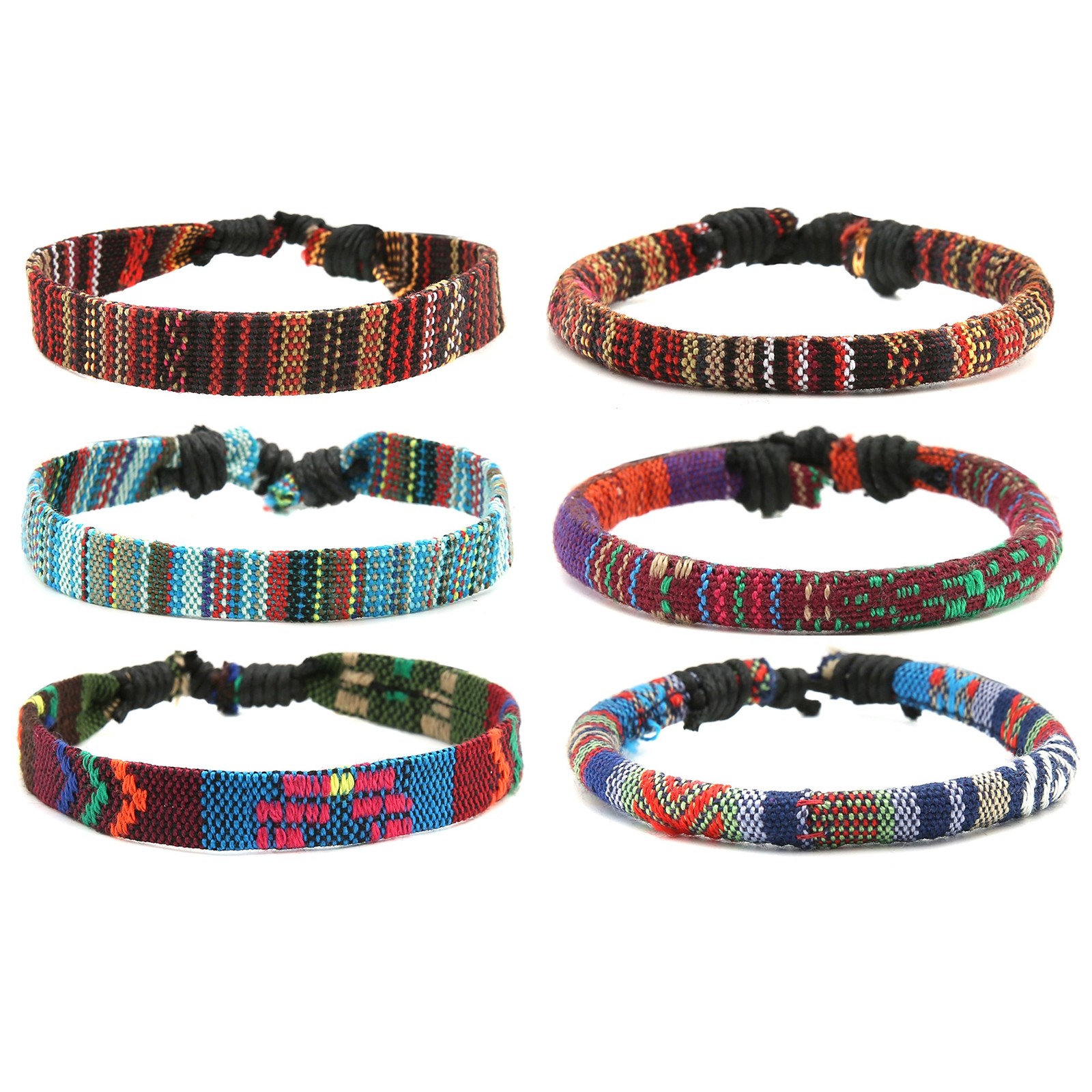 Bracelets Men Women, Hemp Cords Ethnic Tribal Bracelets Wristbands Mix 6 Wrap