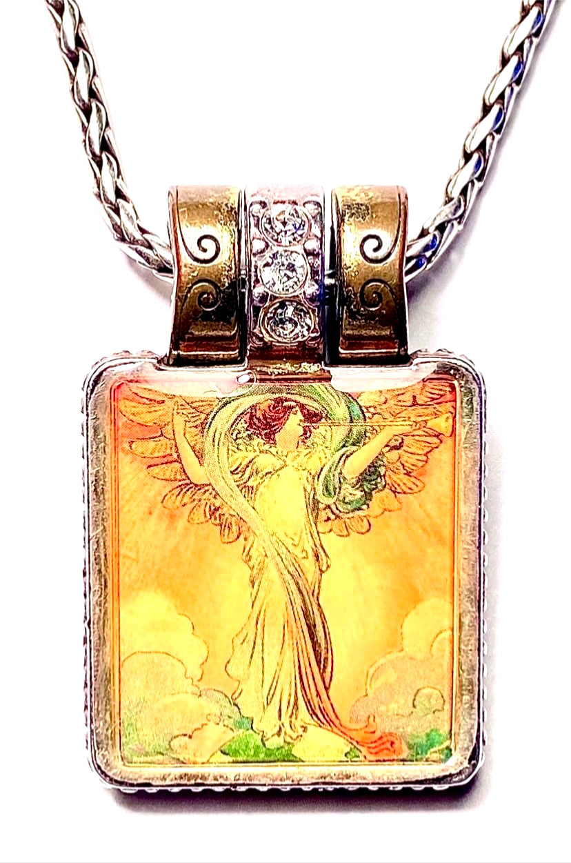 BRIGHTON MAY YOUR DREAMS TAKE FLIGHT CLEAR SWAROVSKI CRYS SLV+GLD NECKLC+TIN✨VTG
