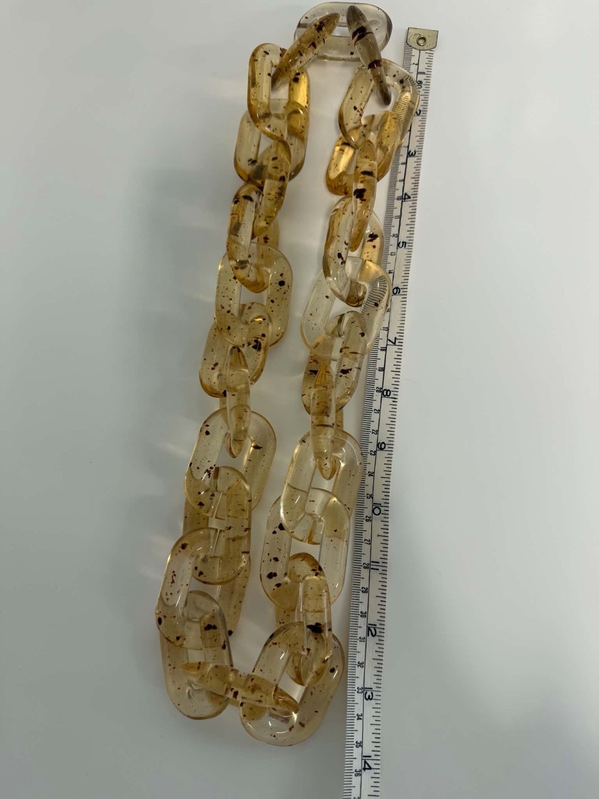 Large Chunky Amber Effect Acrylic Resin Chain Link Necklace Speckled Statement