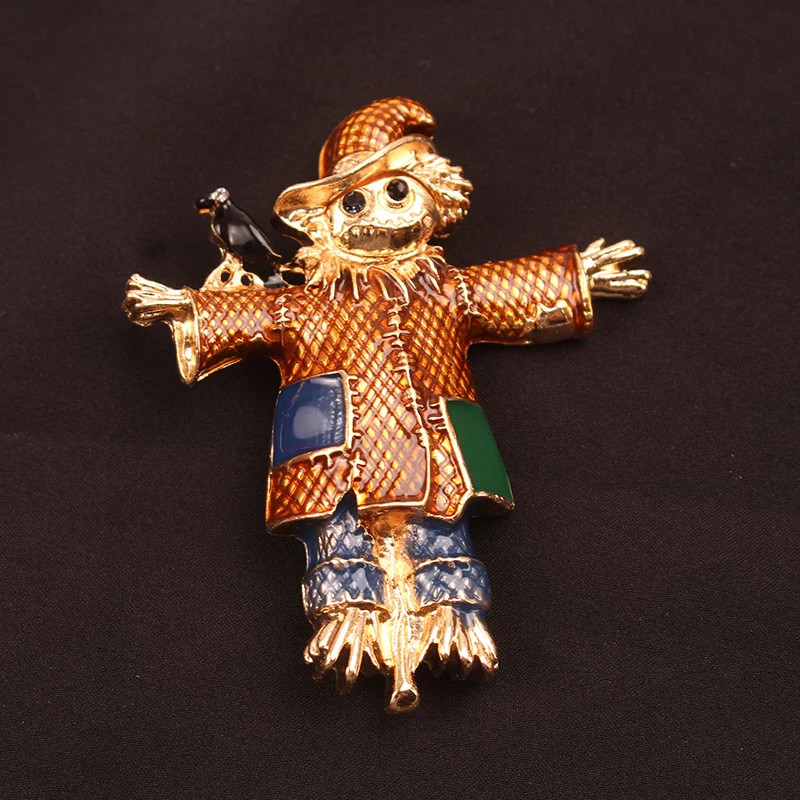 Halloween Scarecrow Brooch Pin Rhinestone Gothic Statement Jewelry Gift Women