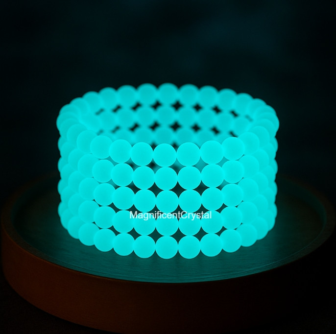 5pcs/set Luminous Stone Round Bead Bracelet Glow In The Dark Jewelry Party Gifts