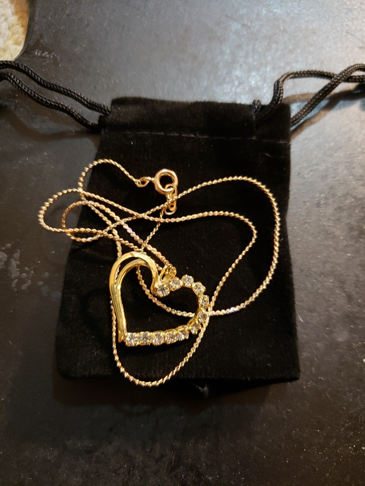 Unbranded Heart Crystal Gold Necklace Women 16″ Chain With Gift Bag