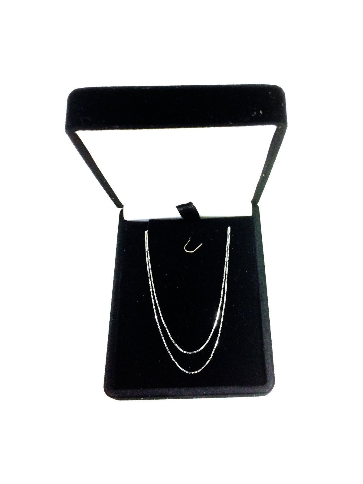 10k Solid Real Gold Mirror Box Chain Necklace, 0.45mm (16 Inches, White Gold)