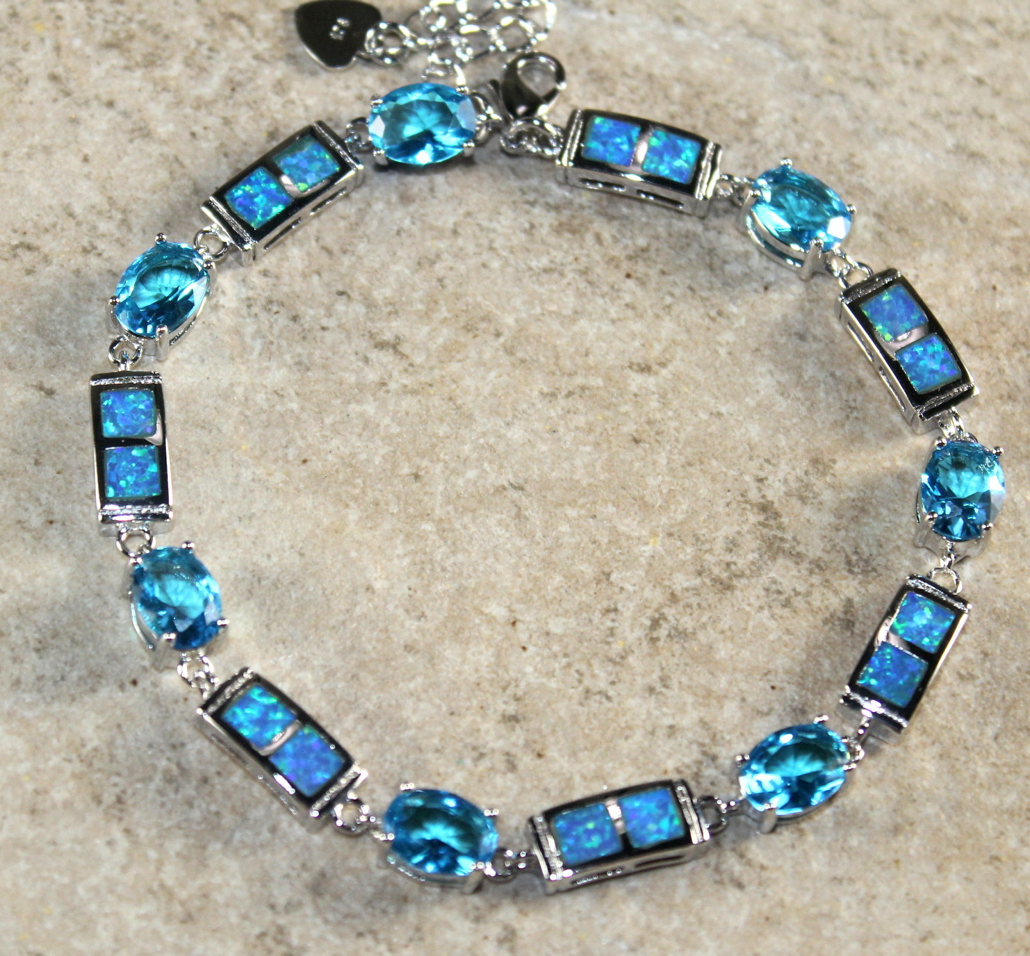 Silver Elegant Fire Opal Bracelet Blue Orange Green Yellow White WB214