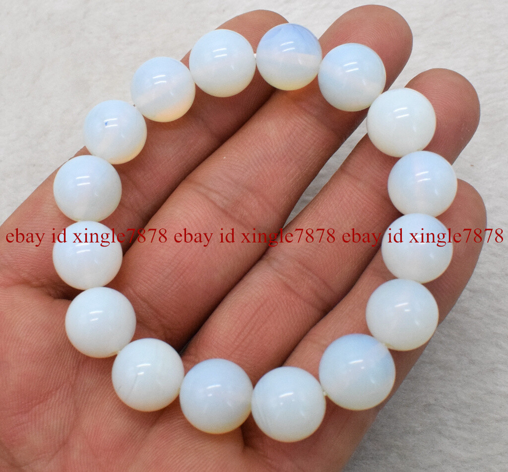 Natural 6/8/10/12/14mm White Sri Lanka Moonstone Round Gems Beads Bracelet 7.5″
