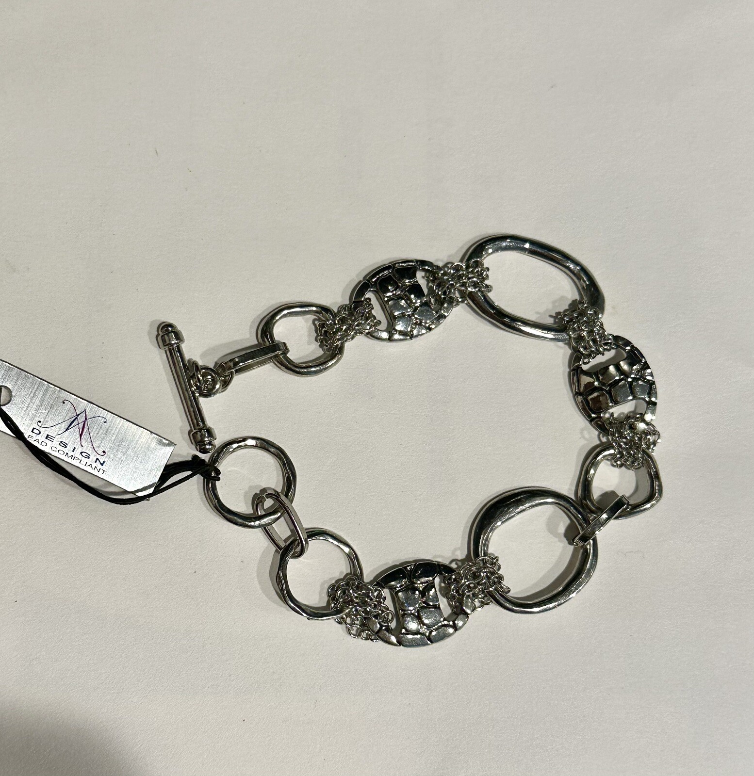 Lead Compliant Bracelet Turtle Shell Design In Silvel Toned