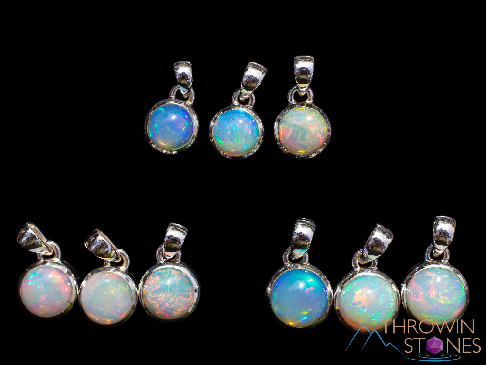 OPAL Pendant – Sterling Silver, Round – Birthstone Jewelry, Necklace, E1877