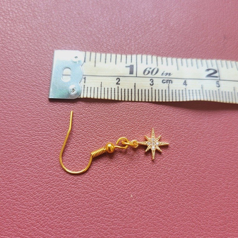 Gold tone earrings star hook drop dangle new earrings pierced cute 3.5cm