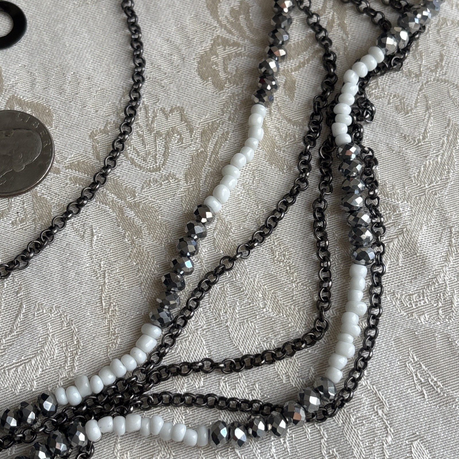Park Lane Chic Earrings Hematite Tone Interlocking Circles & Unsigned Necklace