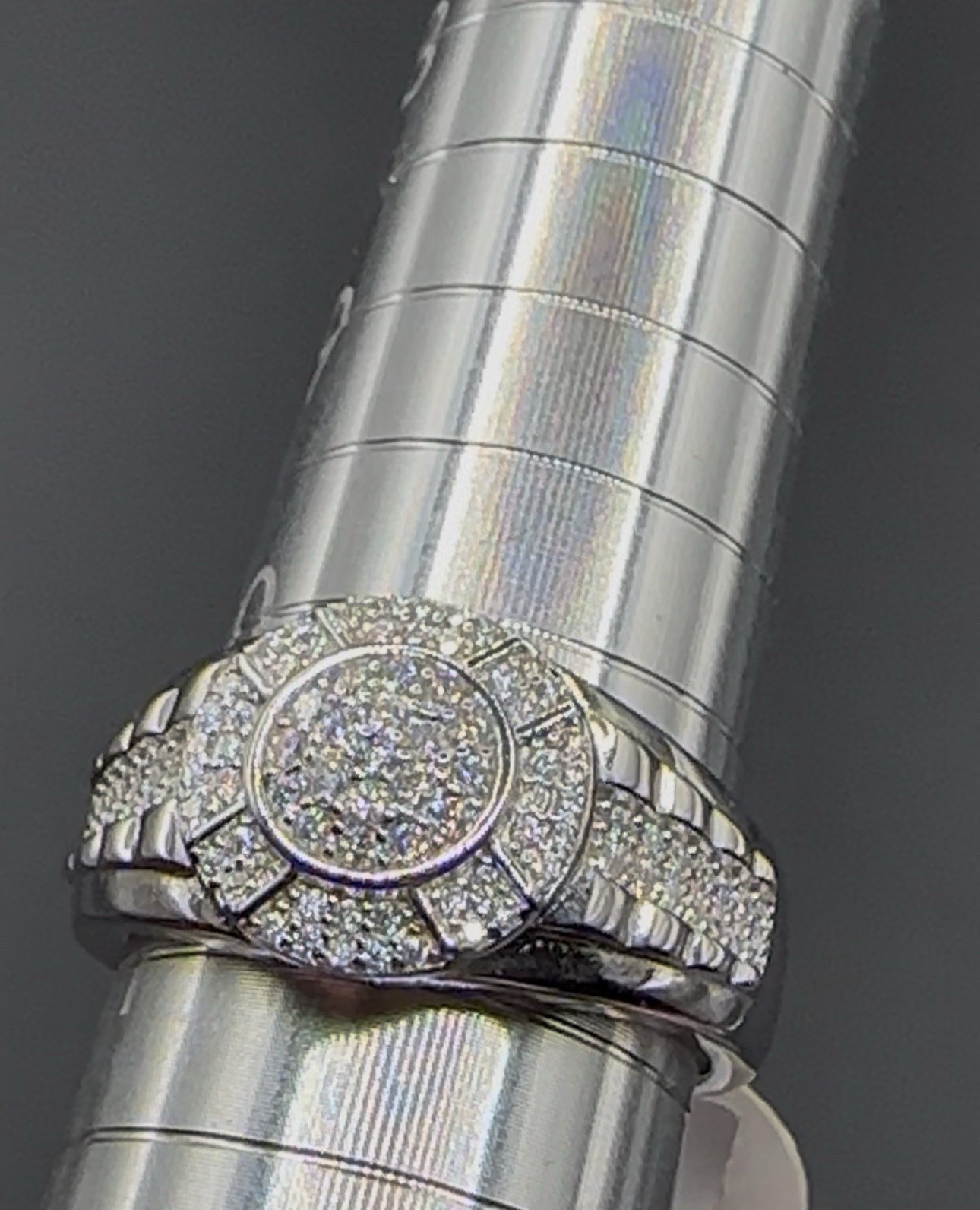 925 Sterling Silver VVS D color Moissanite Round Halo Band Ring Sz 11 12mm