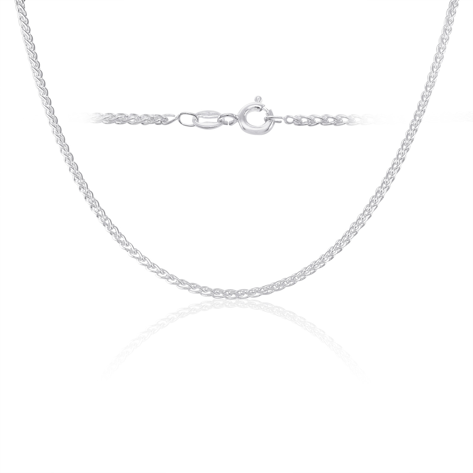 .925 Sterling Silver 2mm Wheat Chain Necklace, Bracelet, Anklet – 7 – 36 Inches