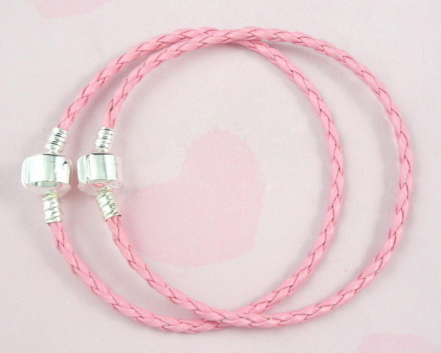 10pcs Braided Leather Charm Bracelets Fit European Bead 20cm. Choose Colours L07