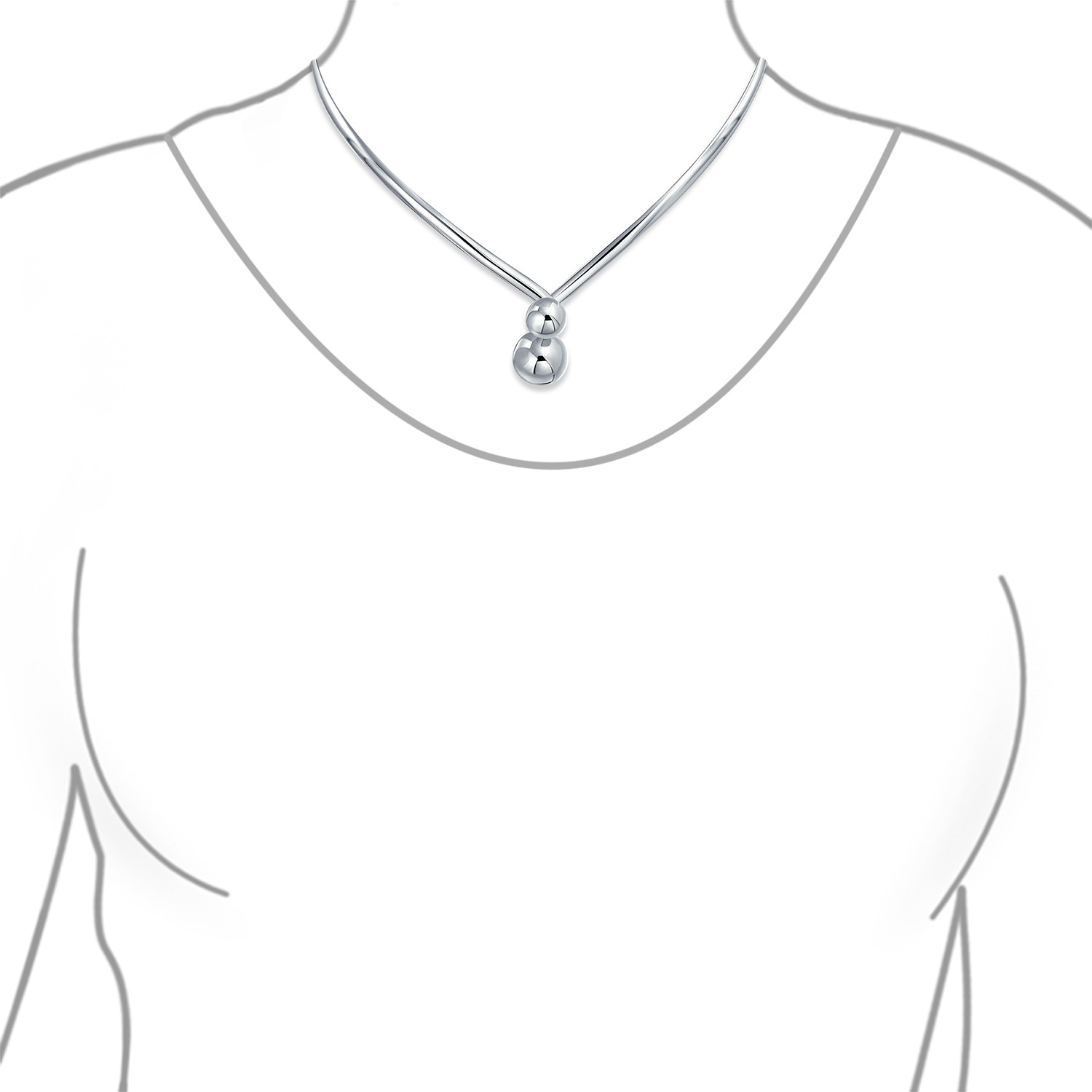 Geometric Choker V Shape Interlocking Balls Collar Statement Necklace For Women