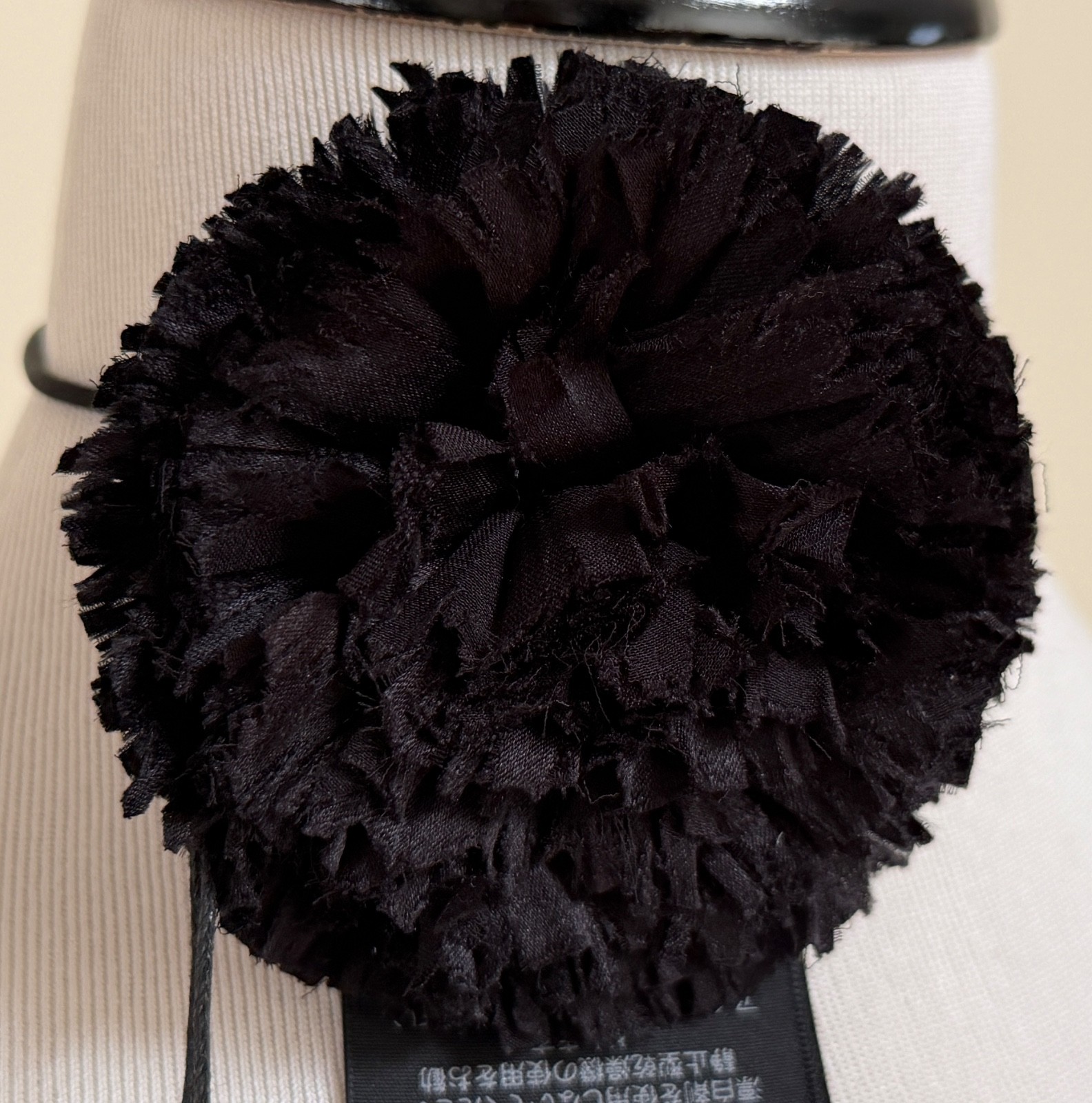 NWT Saint Laurent YSL Crumpled Silk Flower Jet Rose Runway Choker Necklace $1295