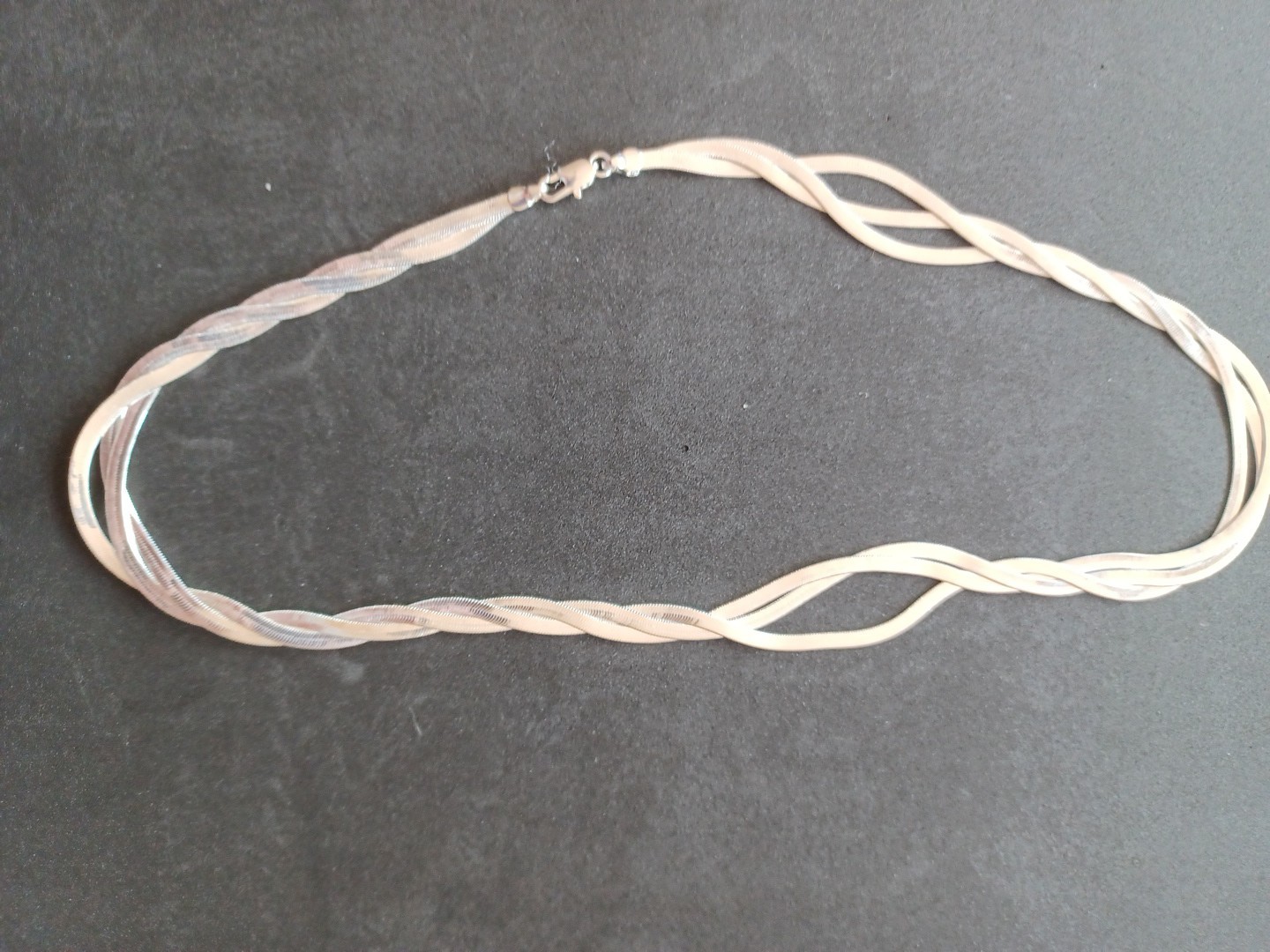 Vintage High-Shine Braided Herringbone Chain Necklace