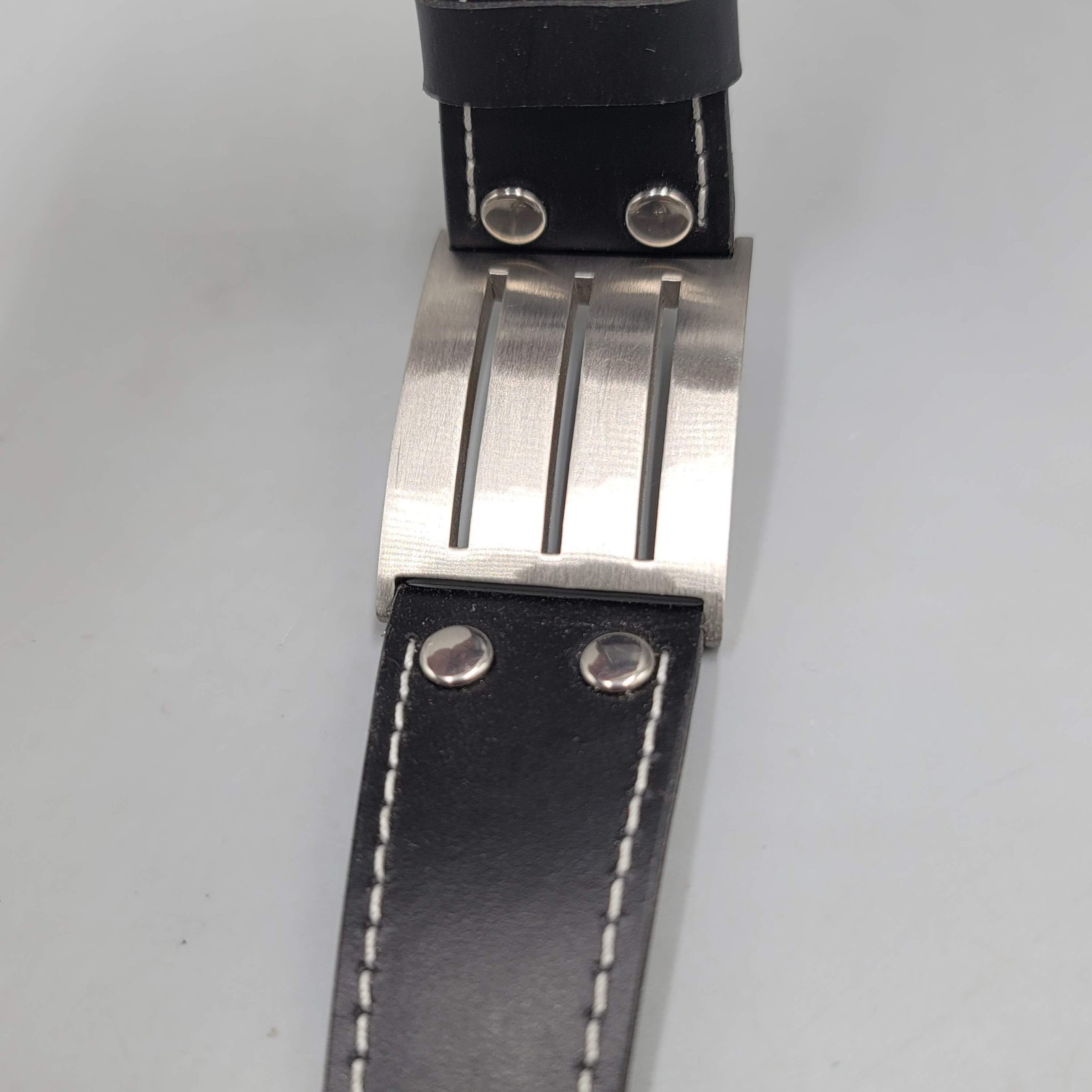 Mens Chisel Stainless Steel Black Leather Bracelet