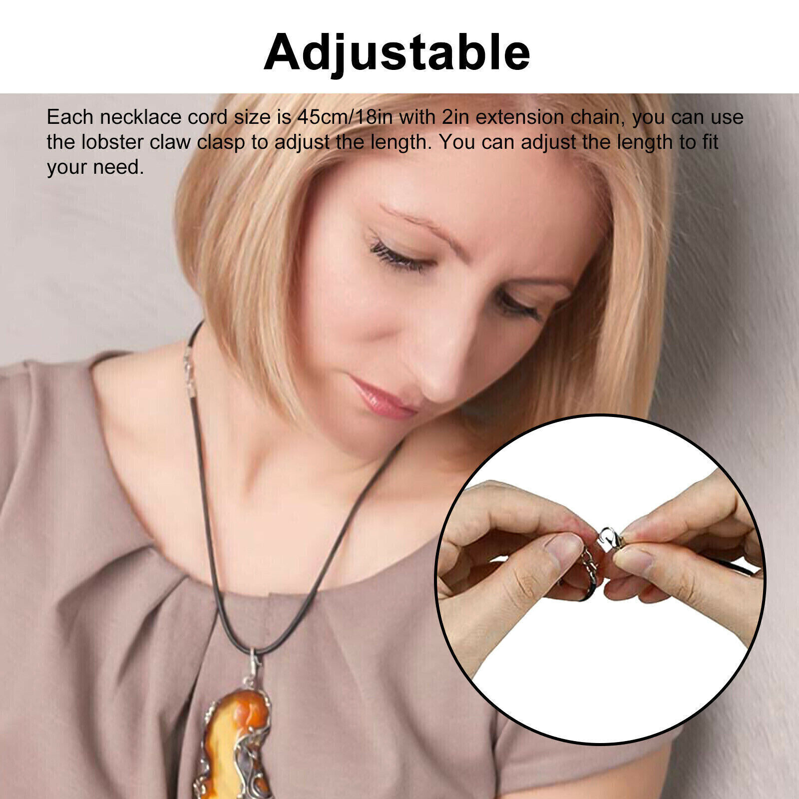 50PCS Black Waxed Necklace Cord for Jewelry Making Braided Leather Rope Chain US