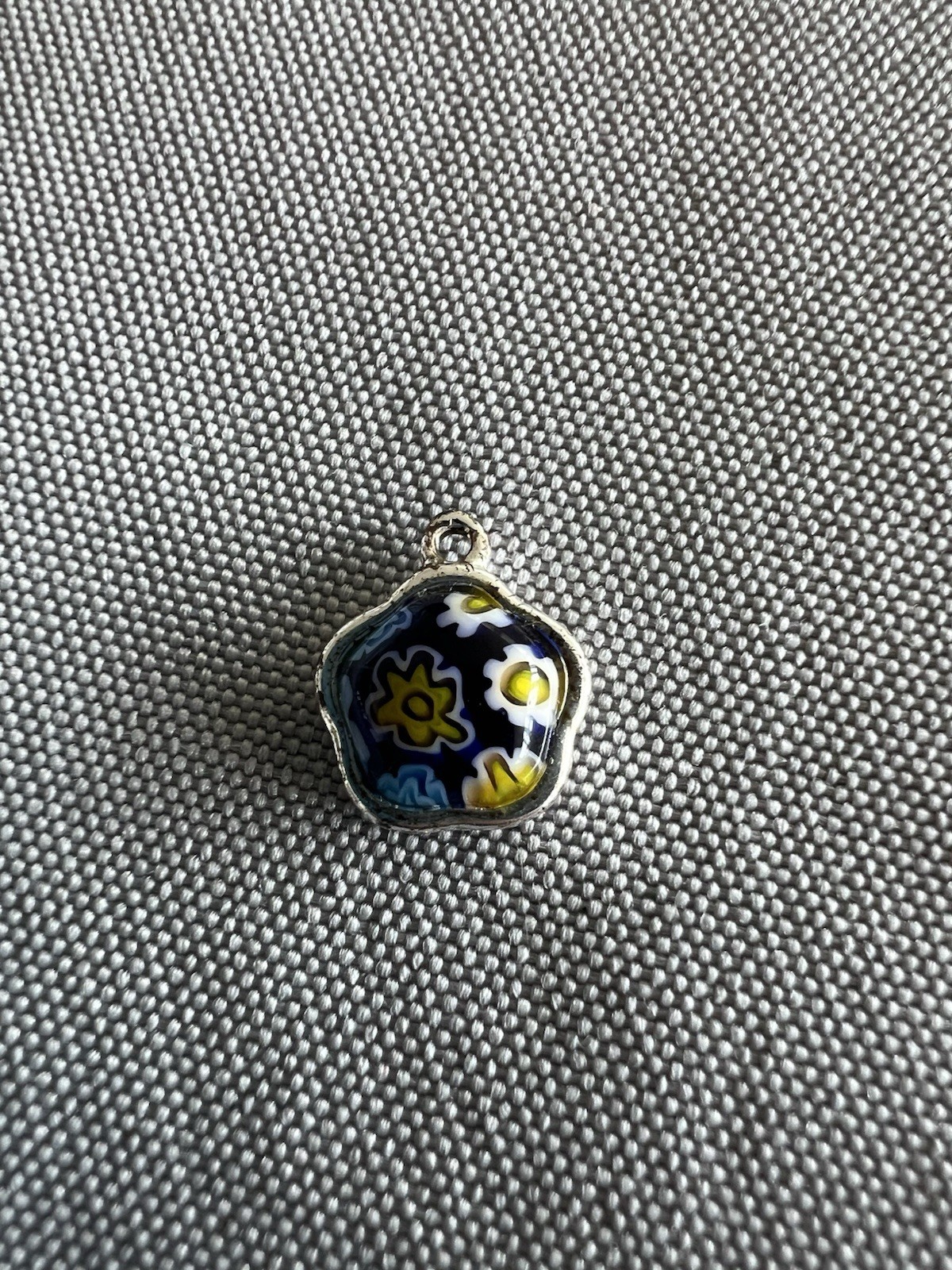 Small Blue Floral Sterling Silver Charm / Pendant 0.25” 0.96 Grams