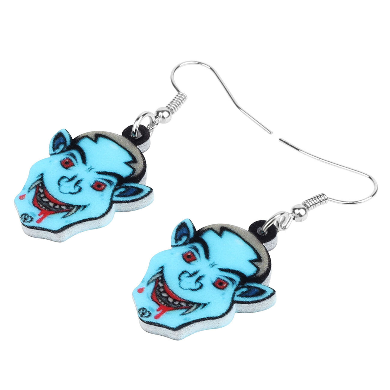 Halloween Acrylic Devil Denon Head Earrings Dangle Gifts Novelty Charms Jewelry
