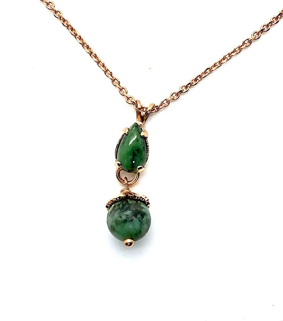 Necklace Pendant By Mariana My Treasures Coll. Elegant Jade Dalmata Mineral