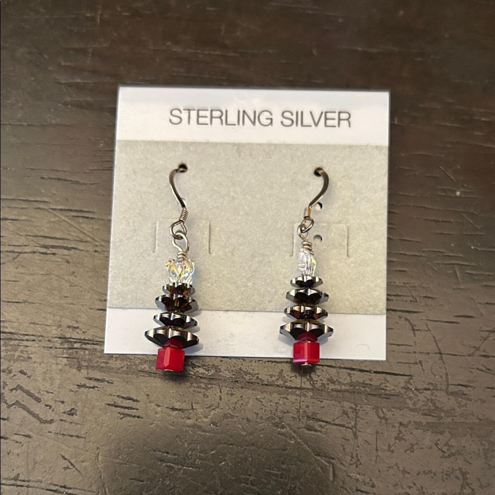 Swarovski Sterling Silver Christmas Tree Earrings