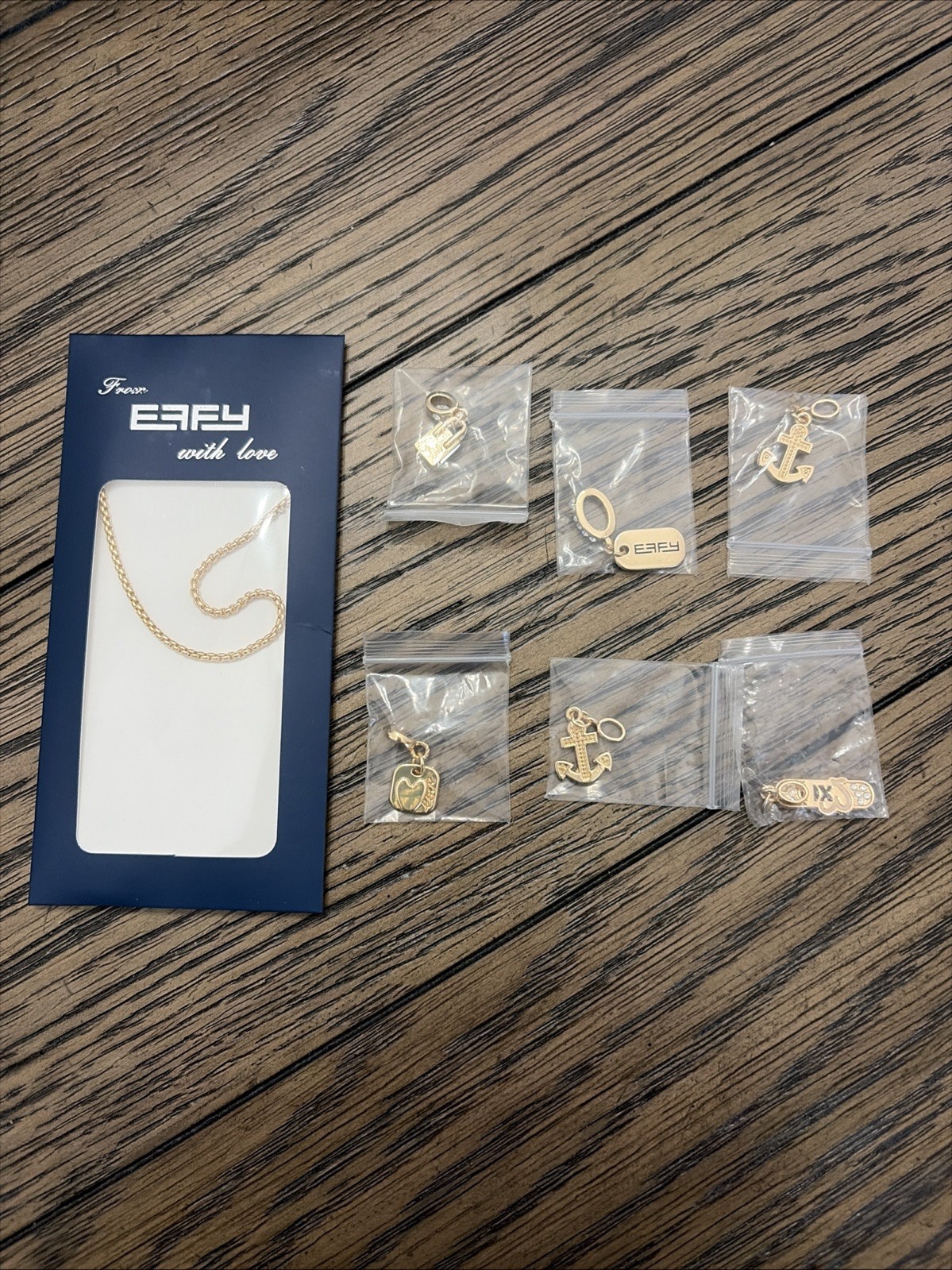 EFFY with Love Necklace Set Of 6 Charms. Gold Tone New In Package