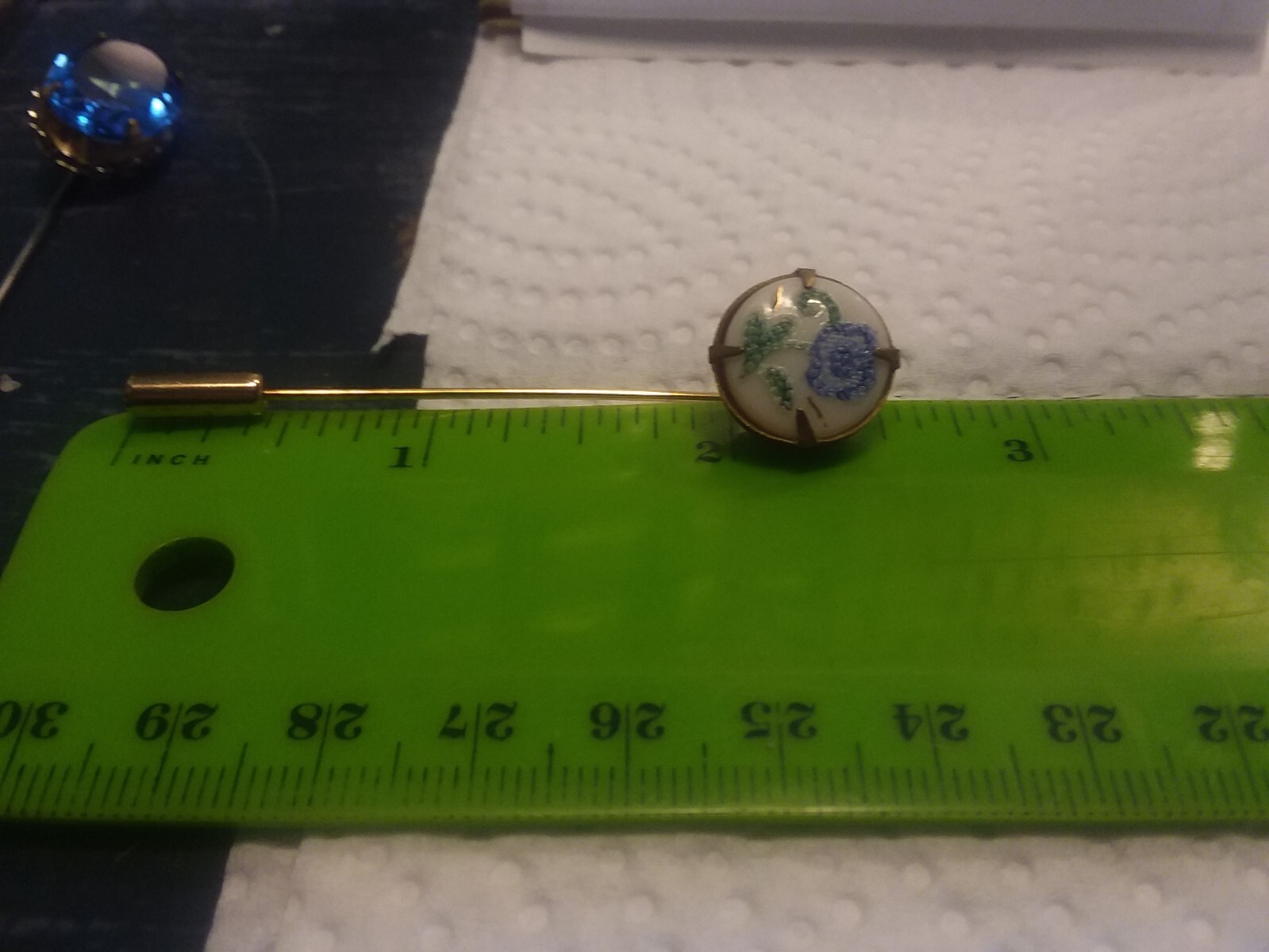 Czech Glass Flower Cabochon Lapel Stick Pin 12-01-2022
