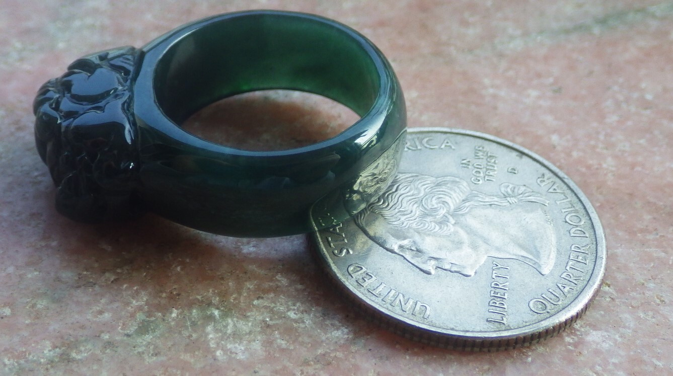 Video Certified Green A Jadeite Jade Dragon Pi Xiu Ring NO. 8 戒指 115022 TS