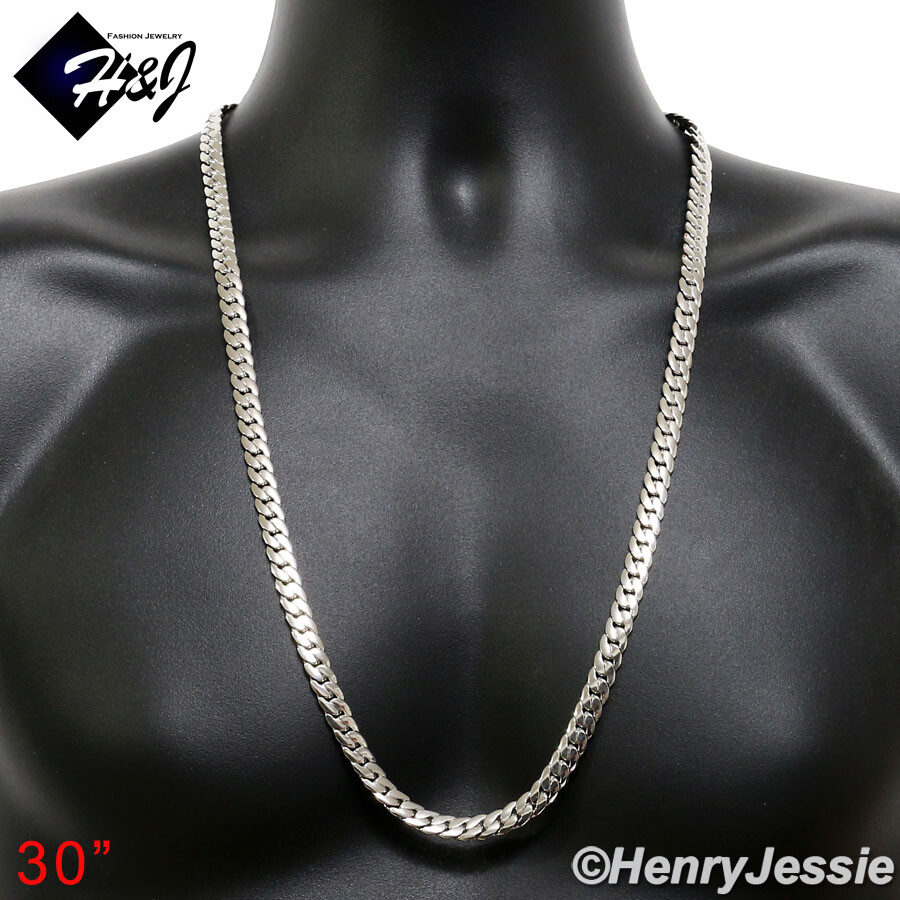 18-40″MEN Stainless Steel 3/4/5/6/8mm Silver Miami Cuban Curb Chain Necklace*155